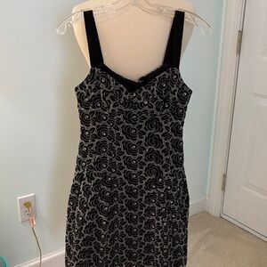 Nanette Lepore Black and White Patterned Midi Dress